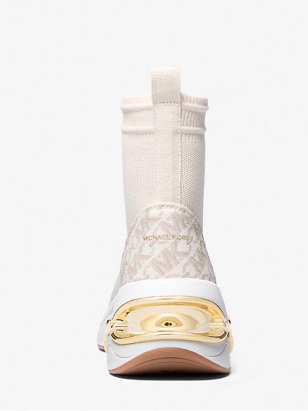 Michael Kors Cream Knit Sock Bootie with Gold Ring Detail - Picture 8 of 9